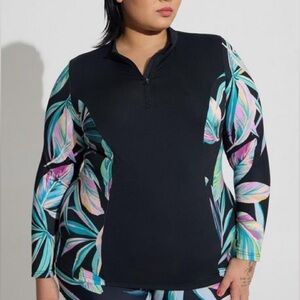 Torrid Wireless Unlined Partial Zip Rashguard Top Sz 0 L